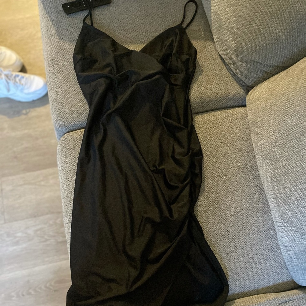 Black slit dress